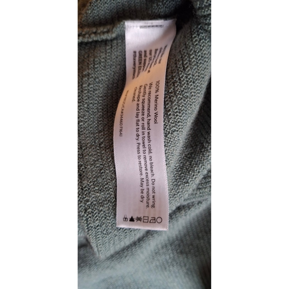 Eileen Fisher Womens Sage Green 100% Merino Wool Ribbed Boxy Crewneck Sweater M - Picture 4 of 4